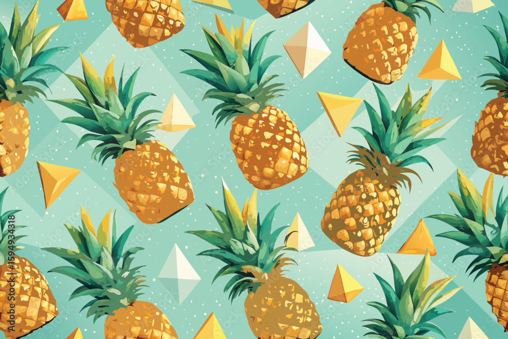 Poster seamless pattern with cats and pine elements in cmyk color model