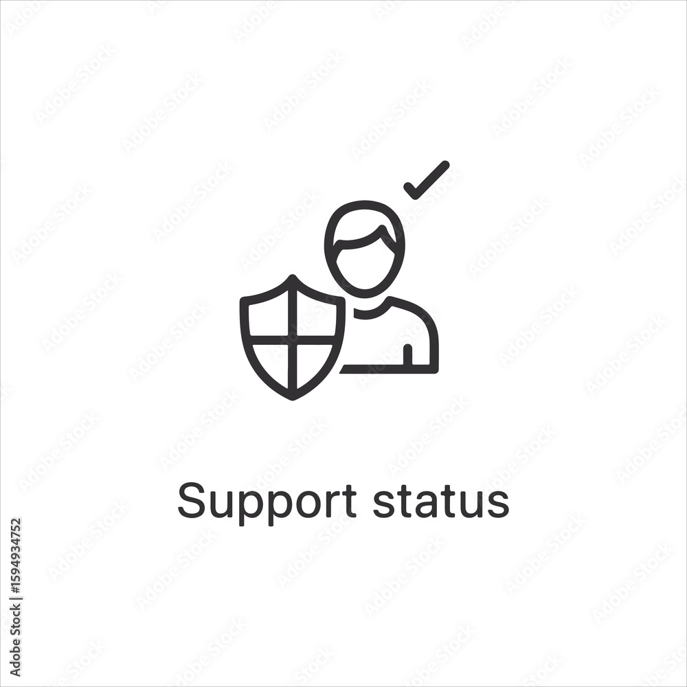 Poster vector art of support status icon with user and shield isolated on white background