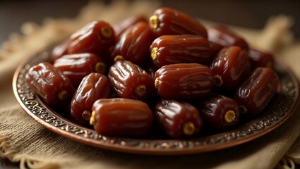 Premium Saudi Dates on Ornate Copper Tray
