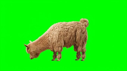 Llama adjusts posture with quiet alert ? chroma key, no close-up