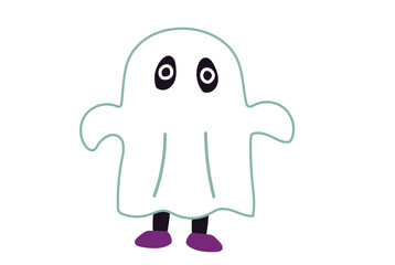 Cute Ghost Cartoon Character Illustration for Halloween