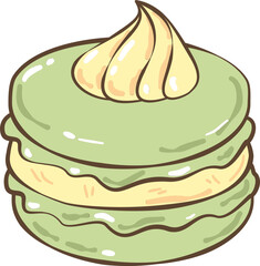 Cute Matcha Tea Clipart Set with Desserts, Drinks, Flowers and Tools in Pastel Green and Pink,  Vector illustration 