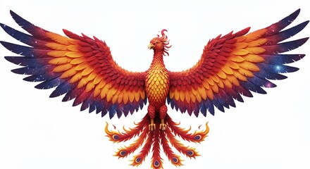 Obraz premium Majestic phoenix illustration against white background