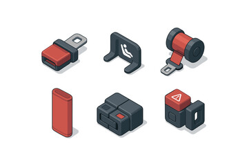 Car safety seat icons and isofix symbols