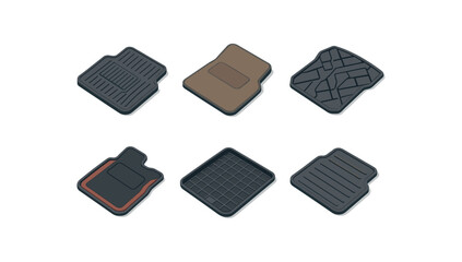 Variety of car floor mats in different designs and materials