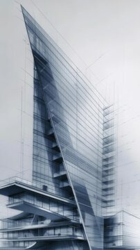 A sketch of a modern building architectural design