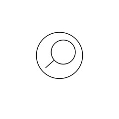 Black outline magnifying glass icon on white background