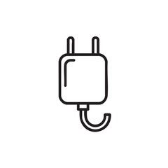 Obraz premium A simple black outline icon of an electrical power plug.