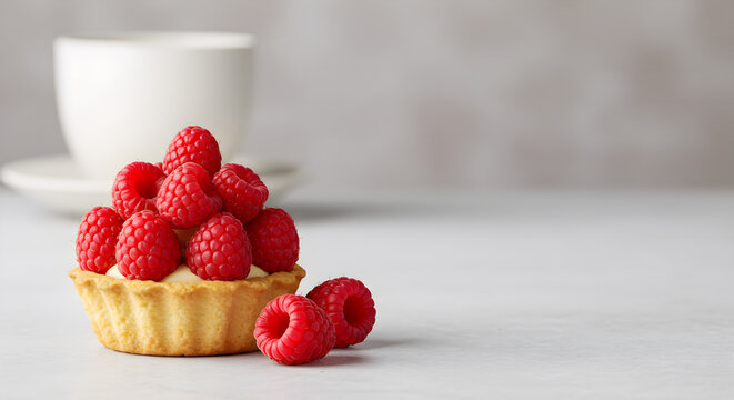 decorating mini berry tart with fresh raspberries - Powered by Adobe
