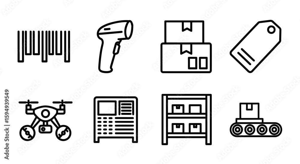 Fototapete Set of vector icons for web design and business use including computer phone mail and office symbols