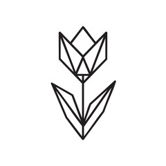 Obraz premium A minimalist line icon of a geometric tulip flower.