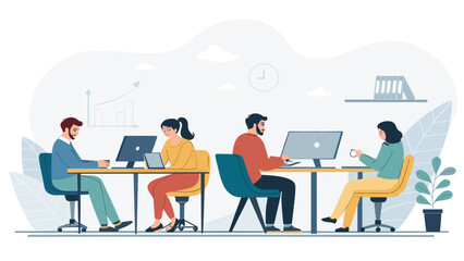 Teamwork in a modern office: Diverse colleagues collaborating on projects. Ideal for website banners, presentations, and marketing materials.