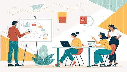 Team brainstorming session, perfect for project management or teamwork articles.