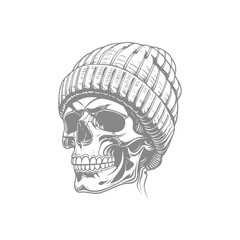 Illustration of Skull with Beanie