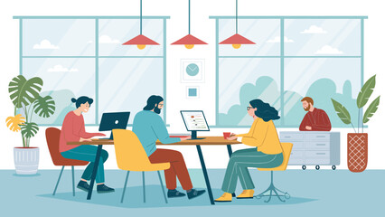 Diverse team collaborating in a modern office, perfect for website banners or brochures.