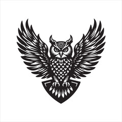 Obraz premium Majestic Owl in Flight Detailed Graphic Design.