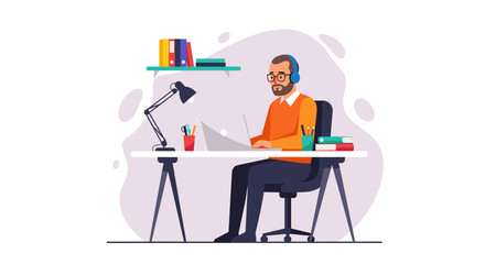 Man working from home on laptop, perfect for remote work blogs and articles.