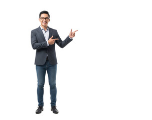 Confident Businessman Pointing to the Side
