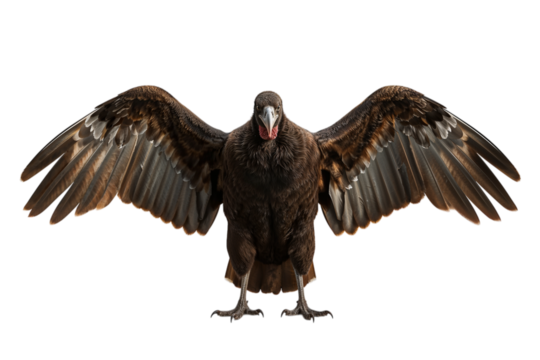 A majestic Andean Condor spreading its wings a symbol of freedom and resilience against a on transparent background
