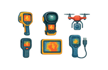 Collection of thermal imaging devices and drone with infrared camera