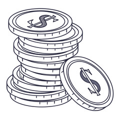 Stack of coins with minimal shading, isolated on a clean background for financial concepts.