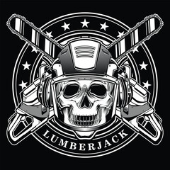 lumberjack skull with chainsaw