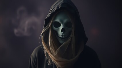 Grim reaper halloween costume death skeleton spooky horror dark hooded figure concept art