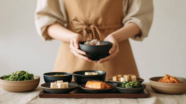 Korean traditional cuisine, Korean food, Korean dinner, K-food, healthy food