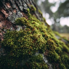 Rich green moss creates a serene and textured nature scene.