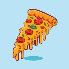
Flat vector pizza character logo elements objects for your brand