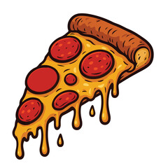 Delicious pepperoni pizza slice vector clip art simple gradients & one layer design