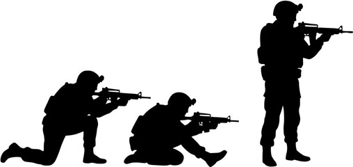 Fototapeta premium soldiers standing side by side in silhouette on a white background
