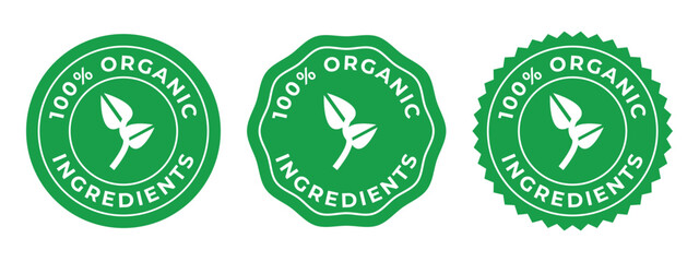 100% Organic Ingredients Vector Set