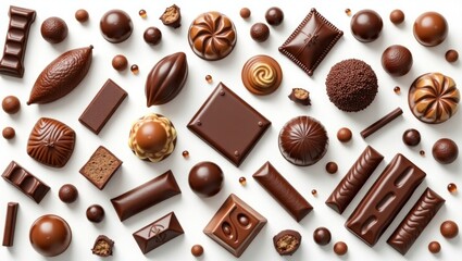Fototapeta premium Fun and Whimsical Chocolate Assortment with Faces and Characters – Creative Candy Design