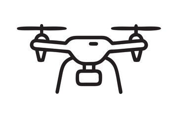 Drone Outline Icon on White Background – Line Art Vector

