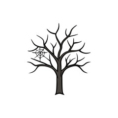 Bare spooky tree with spiderweb covered branches