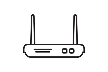 Router Outline Icon on White Background – Line Art Vector

