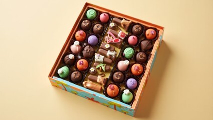 Tropical Gift Box of Colorful Artisan Chocolates – Decorative Sweets Collection