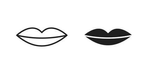 Thin lips icon symbol shape. vector symbols.