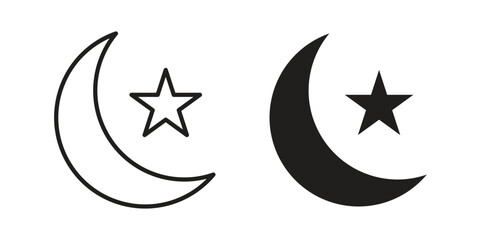 Moon and star icon symbol shape. vector symbols.