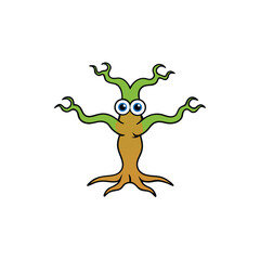 Monster tree with eyes on each branch and twisted