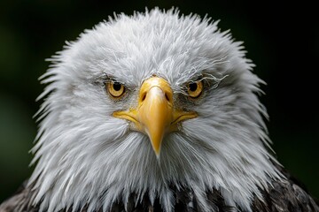 Fototapeta premium bald eagle with electricity coming out of it's eyes staring at an electric dirt bike motorcycle 