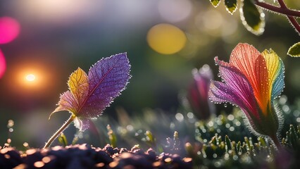Rainbow flowers in the garden