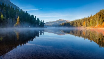 Fototapeta premium misty lake reflection