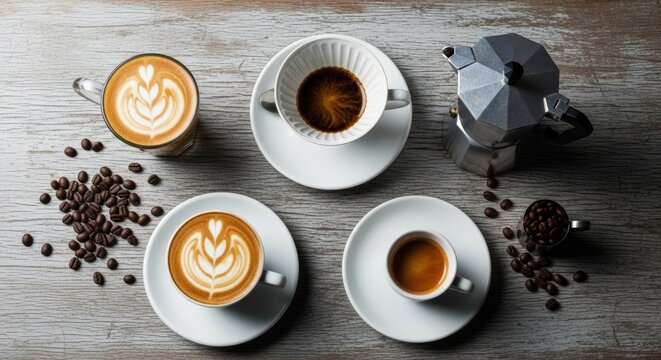 Artisanal Coffee Assortment Flat Lay