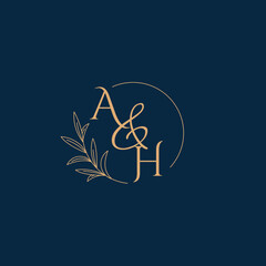 AH Initial Wedding Monogram Logo with Minimalistic Style