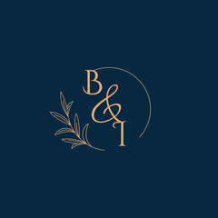 BI Initial Wedding Monogram Logo with Minimalistic Style