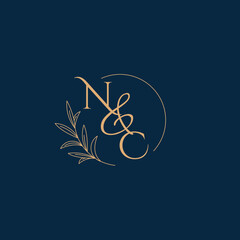 NC Initial Wedding Monogram Logo with Minimalistic Style