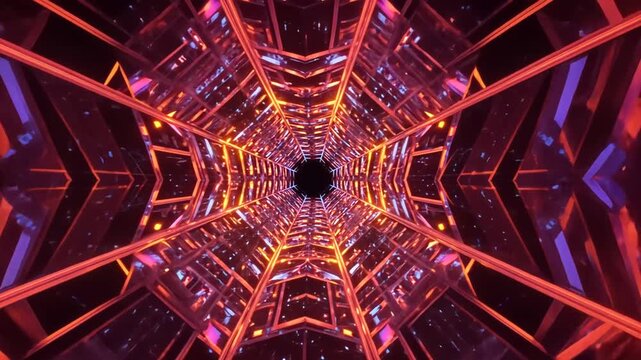 Hypnotic Neon Tunnel:  Dynamic Abstract Visuals