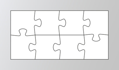 Rectangle info graphic with 8 pieces. Jigsaw grid template. Puzzle business presentation infographic. Parts of process diagram. Business presentation for infographics. Vector illustration
